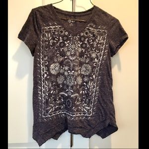 Style & Co. grey and white t-shirt.